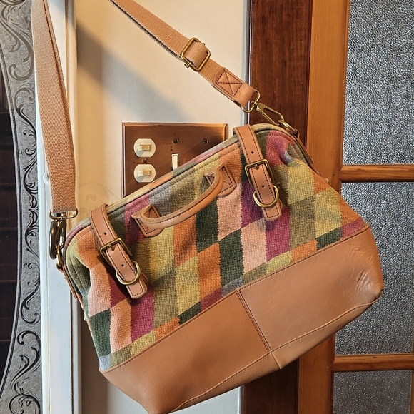 Fossil Handbags - Fossil Vintage Maddox Reissue Leather and Canvas Doctor Satchel/Bag/Purse